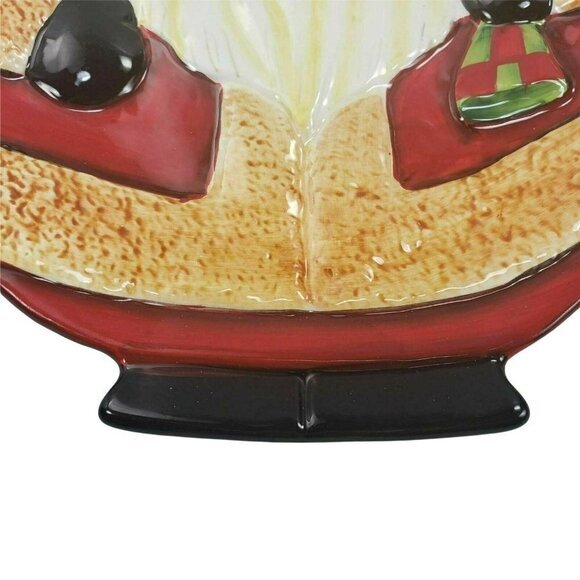 Becca Barton Santa Cookie Plate Xmas Embossed‎ Ceramic Certified International - Picture 4 of 8